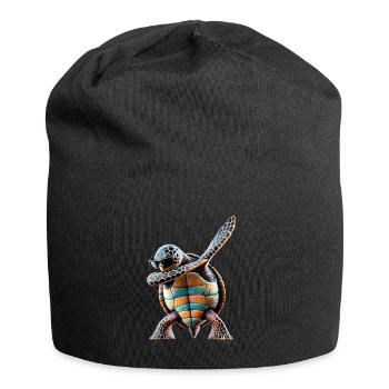Drôle Dabbing Tortue de mer Amoureux des animaux - Bonnet en jersey - noir - Devant