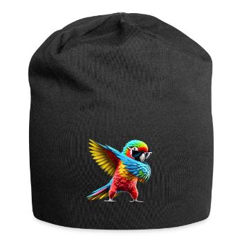 Funny Dabbing Parrot Bird Animal Lover Bird - Jersey Beanie - black - Front