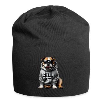 Funny English Bulldog Animal Lover Chilling - Jersey Beanie - black - Front