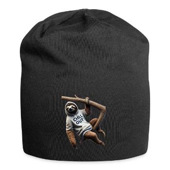 Lustiges Faultier Chill Out Tierliebhaber Chillen - Jersey-Beanie - Schwarz - Vorne