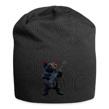 Lustiges Rock Gitarre Katzen Musik Gitarrist Katze - Jersey-Beanie - Schwarz - Vorne