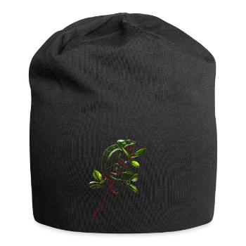 Chamäleon Motiv Tier Tierliebhaber Reptilien Echse - Jersey-Beanie - Schwarz - Vorne