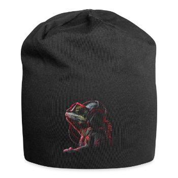 Chamäleon Tier Tierliebhaber Kopfhörer Reptilien - Jersey-Beanie - Schwarz - Vorne