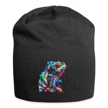 Chameleon Animal Animal Lover Headphones Reptiles - Jersey Beanie - black - Front