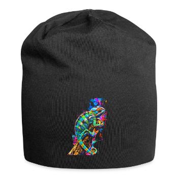 Chameleon Motif Animal Animal Lover Reptile Lizard - Jersey Beanie - black - Front