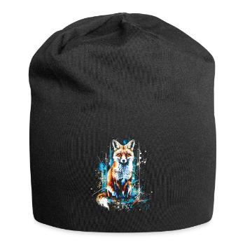 Lustiges Fuchs Fox Kunst Tier Natur Wildtier Tiere - Jersey-Beanie - Schwarz - Vorne