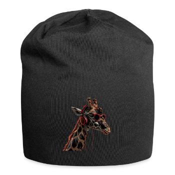 Girafe motif animal animal amoureux des écouteurs Art - Bonnet en jersey - noir - Devant