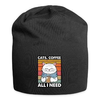 Lustiges Katze Kunst Katzenbesitzer Katzen Kaffee - Jersey-Beanie - Schwarz - Vorne