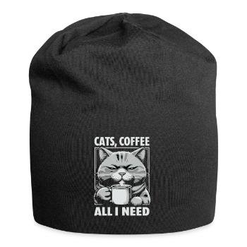 Drôle Chat Art Chat Propriétaire Chats Café - Bonnet en jersey - noir - Devant