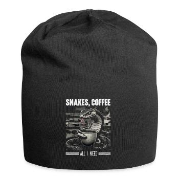 Funny Snake Art Snake Coffee Reptiles - Jersey Beanie - black - Front