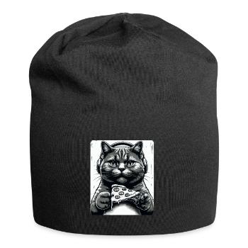 Drôles de chats Jeux Pizza Gamer Gamer Jeux - Bonnet en jersey - noir - Devant