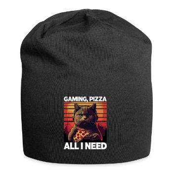 Drôles de chats Jeux Pizza Gamer Gamer Jeux - Bonnet en jersey - noir - Devant