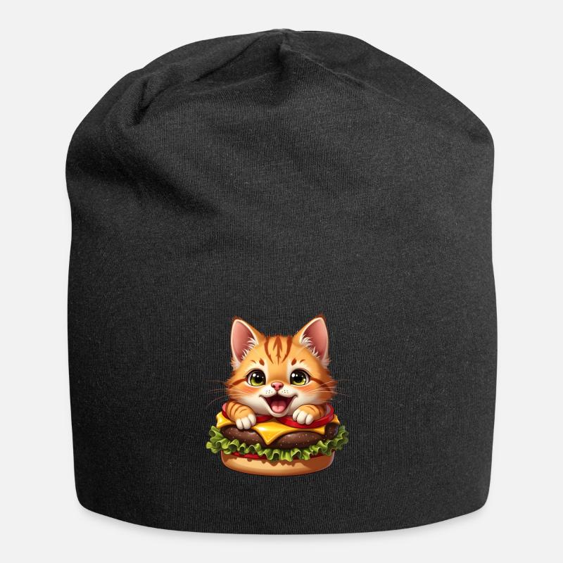 Chat Restauration rapide Burger Chats Hamburger Amoureux des chats - Bonnet en jersey - noir