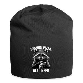 Funny Raccoon Gaming Pizza Gamer Gamer Gaming - Jersey Beanie - black - Front