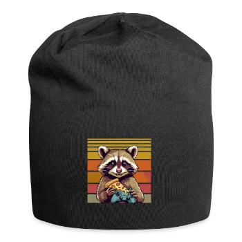 Funny Raccoon Gaming Pizza Gamer Gamer Gaming - Jersey Beanie - black - Front