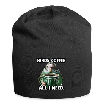 Funny Bird Coffee Zoo Retro Coffee All I Need - Jersey Beanie - black - Front