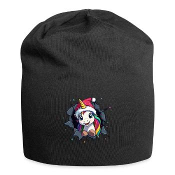 Licorne drôle Licornes de Noël Licorne - Bonnet en jersey - noir - Devant