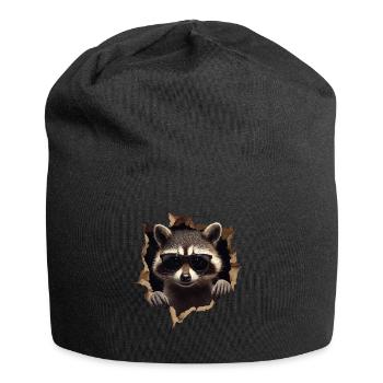 drôle raton laveur raton laveur amant mignon zoo animal - Bonnet en jersey - noir - Devant