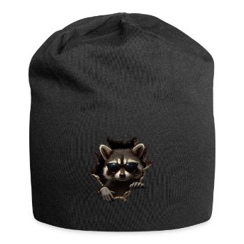 drôle raton laveur raton laveur amant mignon zoo animal - Bonnet en jersey - noir - Devant
