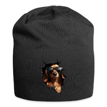 Drôle de chien Propriétaire de chien Chien mignon Teckel - Bonnet en jersey - noir - Devant