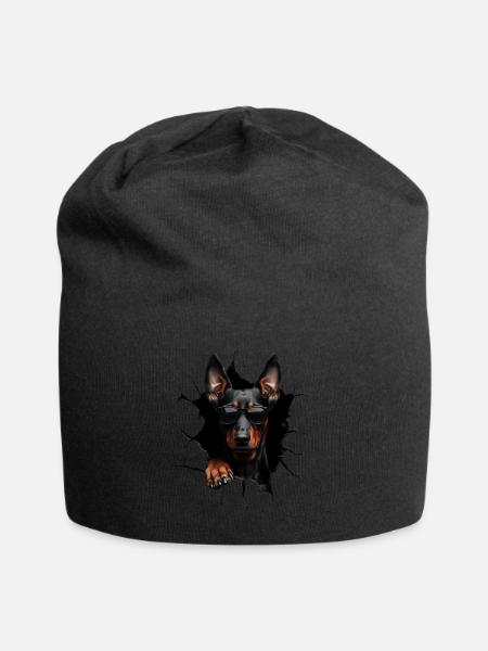 Lustiges Hunde Hundebesitzer Süßer Hund Dobermann - Jersey-Beanie - Schwarz