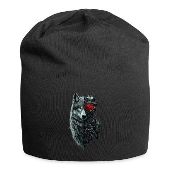 Lustiger Roboter Kunst Wolf Cyborg Tier AI Wolf - Jersey-Beanie - Schwarz - Vorne