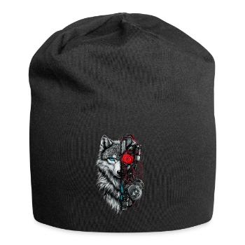 Funny Robot Art Wolf Cyborg Animal AI Wolf - Jersey Beanie - black - Front