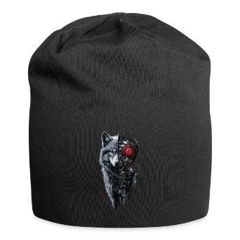 Funny Robot Art Wolf Cyborg Animal AI Wolf - Jersey Beanie - black - Front