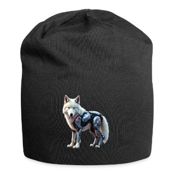 Funny Robot Art Wolf Cyborg Animal AI Wolf - Jersey Beanie - black - Front