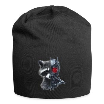 Lustige Roboter Tech Waschbär Cyborg Tier Raccoon - Jersey-Beanie - Schwarz - Vorne