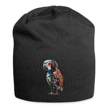 Lustige Roboter Kunst Papagei Cyborg Vogel Parrot - Jersey-Beanie - Schwarz - Vorne