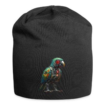 Lustige Roboter Kunst Papagei Cyborg Vogel Parrot - Jersey-Beanie - Schwarz - Vorne