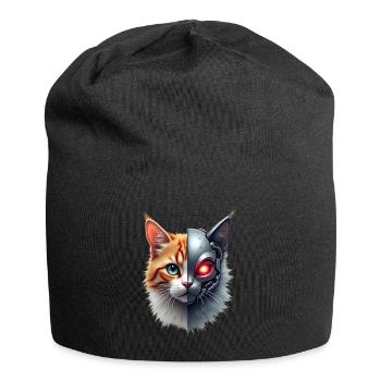 Lustige Roboter Katze Tech Katzen Cyborg Tier Cat - Jersey-Beanie - Schwarz - Vorne
