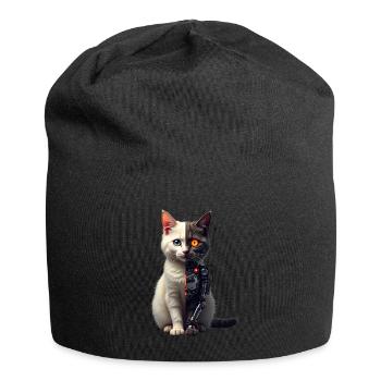 Lustige Roboter Katze Tech Katzen Cyborg Tier Cat - Jersey-Beanie - Schwarz - Vorne