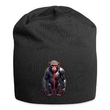 Lustiger Roboter Kunst Affe Cyborg Tier AI Monkey - Jersey-Beanie - Schwarz - Vorne