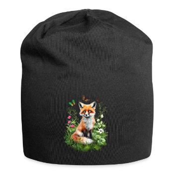 Renard amoureux des bois fleurs Art Renards Renard mignon - Bonnet en jersey - noir - Devant