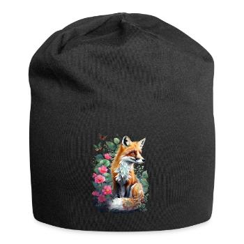 Renard amoureux des bois fleurs Art Renards Renard mignon - Bonnet en jersey - noir - Devant