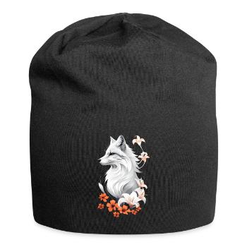Fox Lover Woodland Flowers Art Foxes Cute Fox - Jersey Beanie - black - Front
