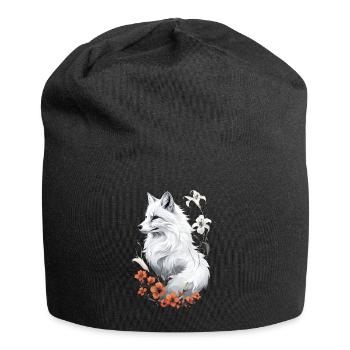Fox Lover Woodland Flowers Art Foxes Cute Fox - Jersey Beanie - black - Front