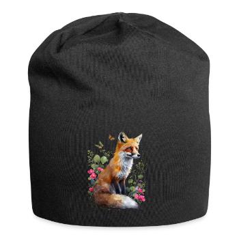 Renard amoureux des bois fleurs Art Renards Renard mignon - Bonnet en jersey - noir - Devant