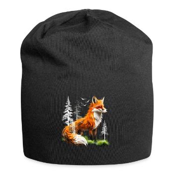 Fox Lover Woodland Flowers Art Foxes Cute Fox - Jersey Beanie - black - Front