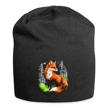 Fox Lover Woodland Flowers Art Foxes Cute Fox - Jersey Beanie - black - Front