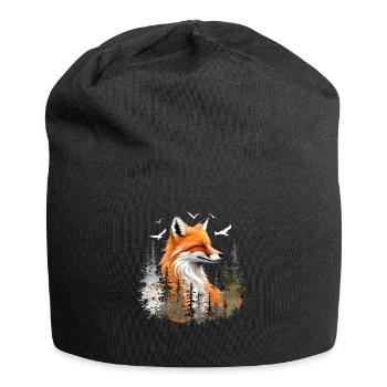 Fox Lover Woodland Flowers Art Foxes Cute Fox - Jersey Beanie - black - Front