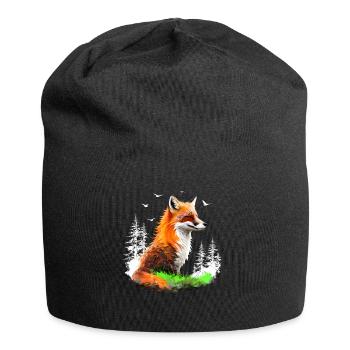 Fox Lover Woodland Flowers Art Foxes Cute Fox - Jersey Beanie - black - Front