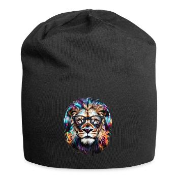 Lion Lover Wildlife Safari Art Lion Colorful - Jersey Beanie - black - Front