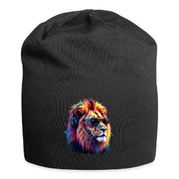 Lion Lover Wildlife Safari Art Lion Colorful - Jersey Beanie - black - Front