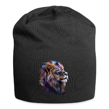 Lion Lover Wildlife Safari Art Lion Colorful - Jersey Beanie - black - Front