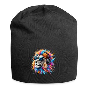 Lion Lover Wildlife Safari Art Lion Colorful - Jersey Beanie - black - Front