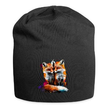 Funny Fox Fox Art Animal Nature Wildlife Animals - Jersey Beanie - black - Front
