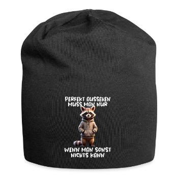 Lustig Waschbär Spruch Tierliebhaber Funny Raccoon - Jersey-Beanie - Schwarz - Vorne